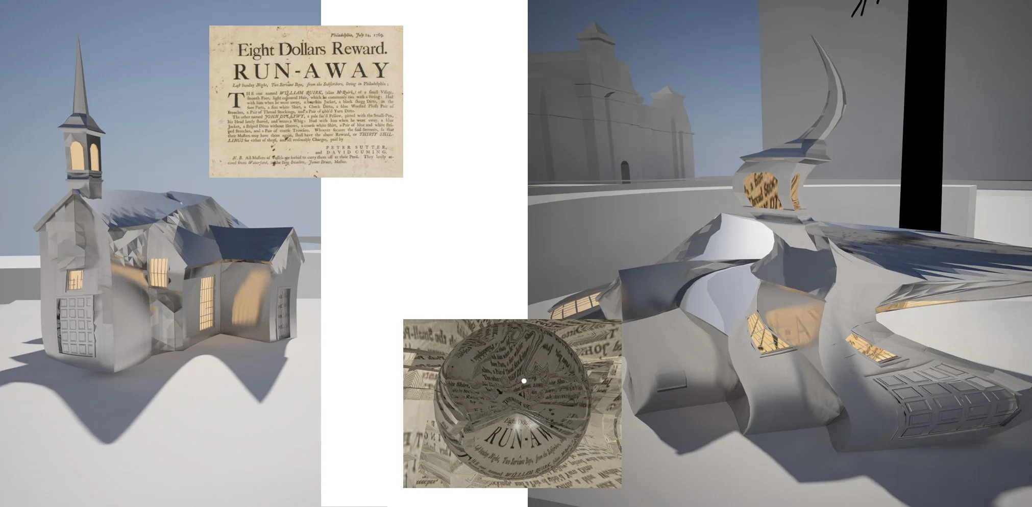 Gloria Dei or "Old Swedes' Church" is the oldest church in Pennsylvania. When viewing the church it will seem distorted from everywhere (right) except when you are in line with the actual church's location (left).