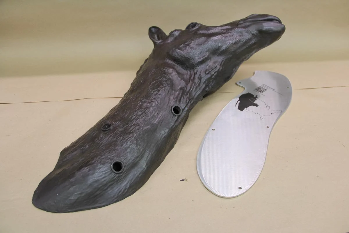 Stainless access panel with infographics.