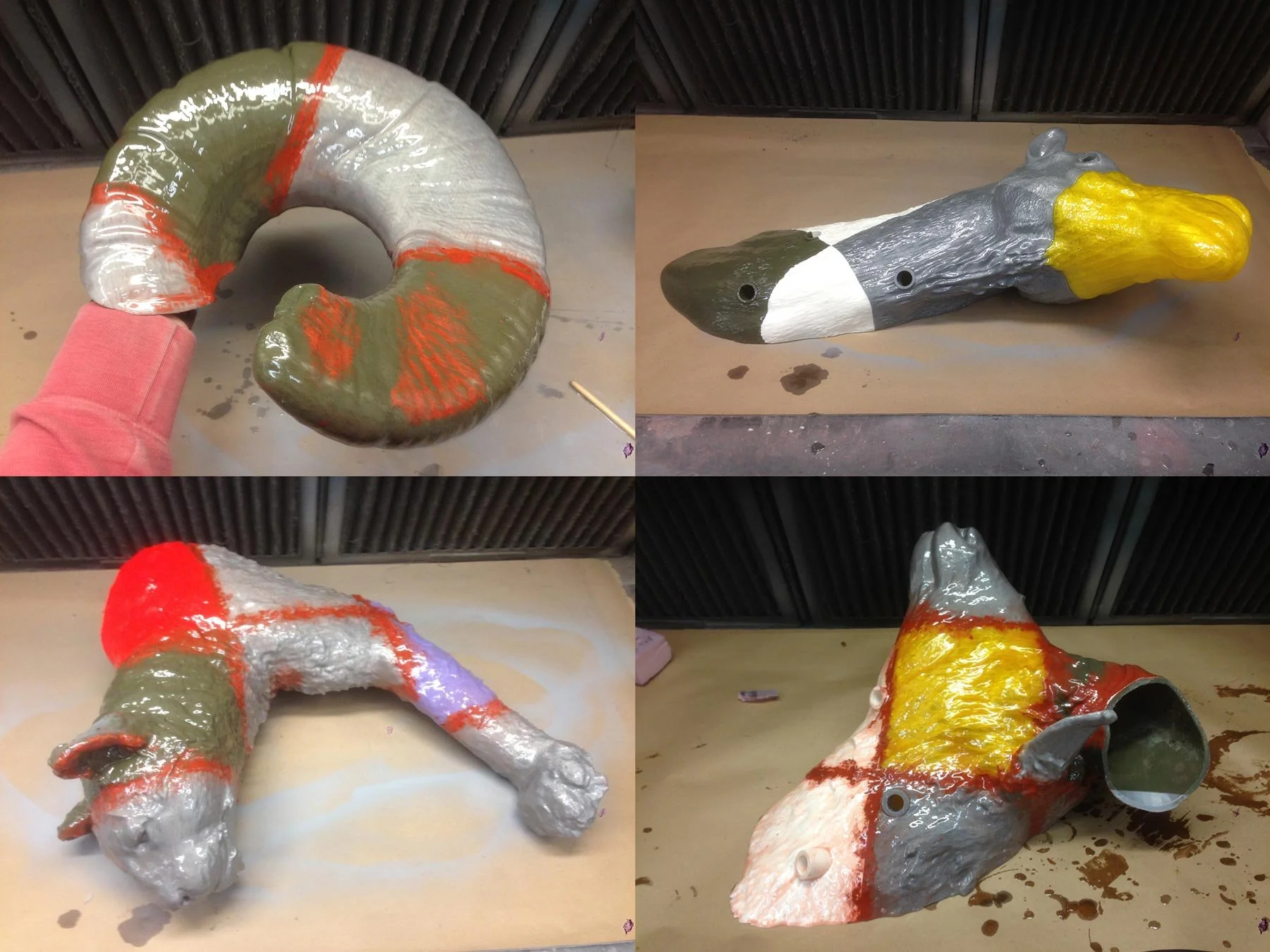 3D printed models of the animals were made in parts and then glued together to make full size masters.