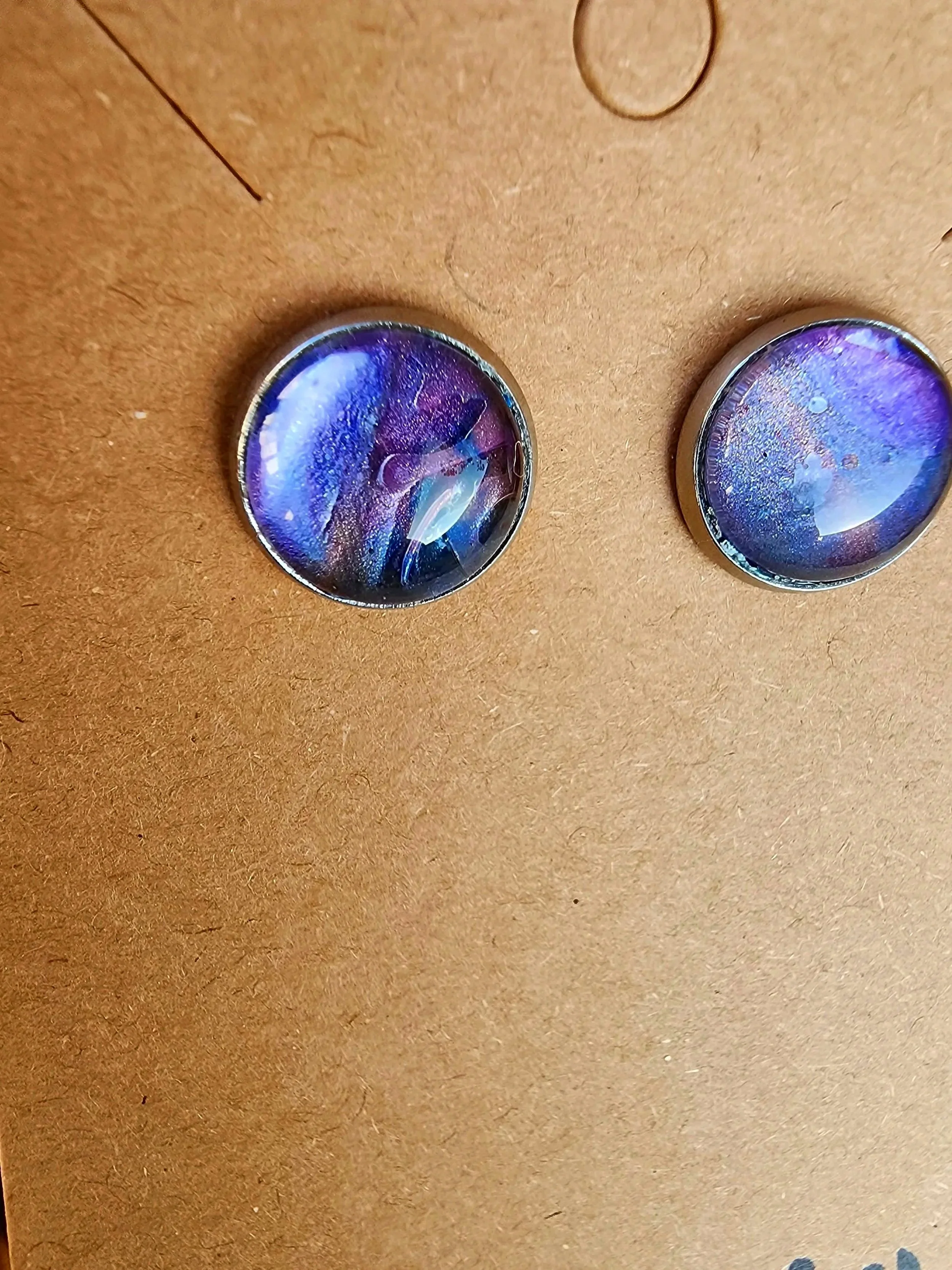 Post earrings- purple, rose & blue