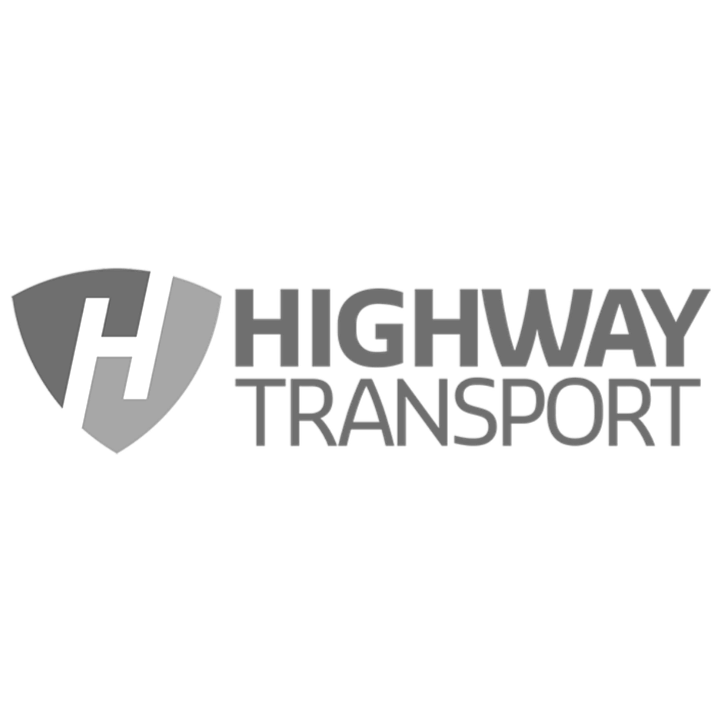 Black and white logo with a shield and a stylized 'H' inside, alongside the text 'HIGHWAY TRANSPORT'.