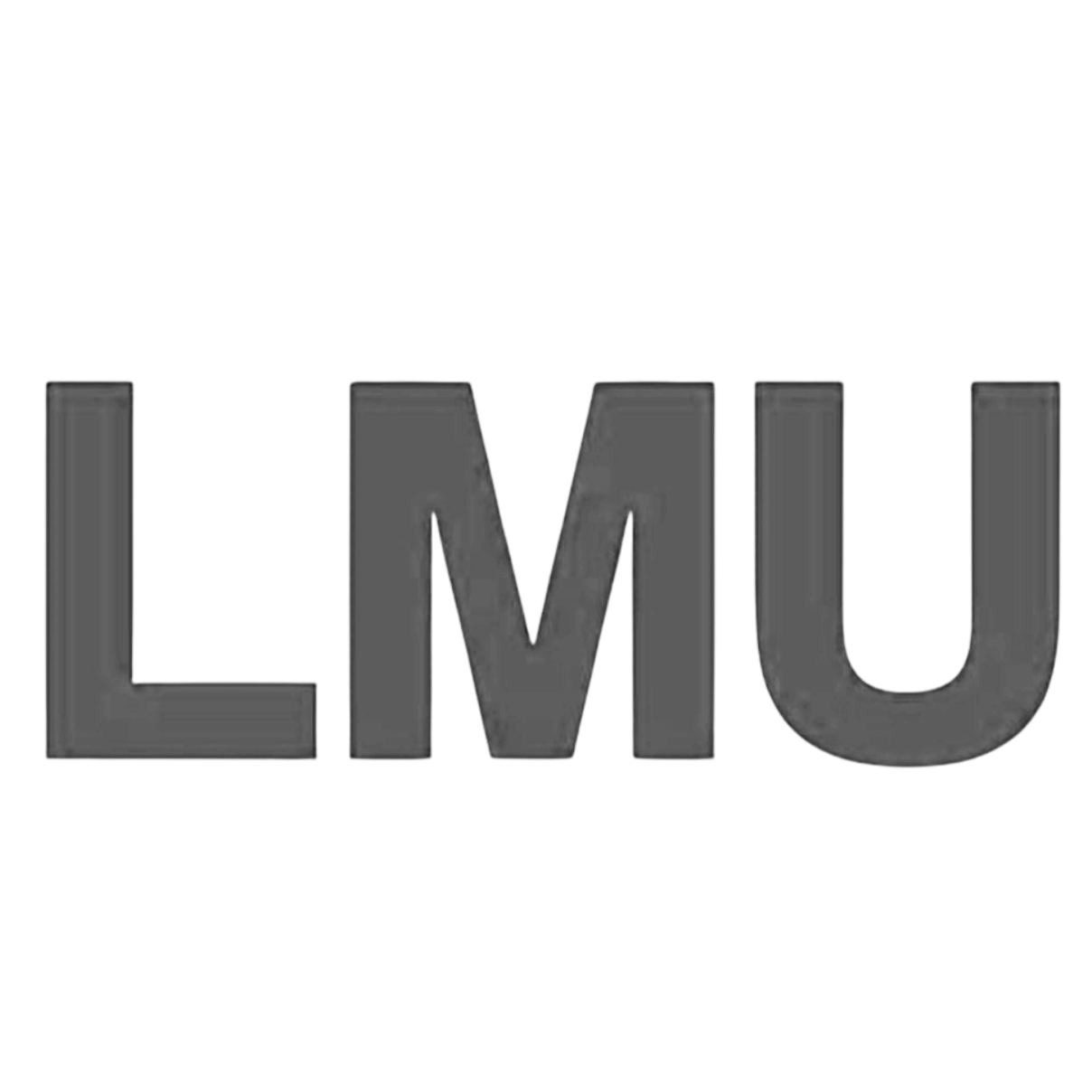 Close-up of the letters "LMU" in bold, gray font.