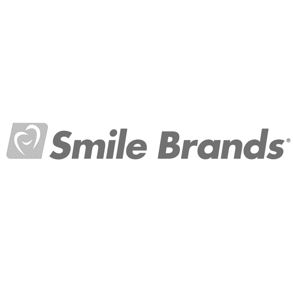 Gray 3D logo of Smile Brands with a smiling face icon, positioned above the company name in bold, gray text.