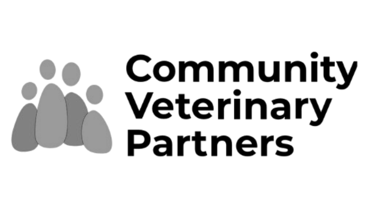 Gray icon of a group of people with a line pointing to text that is not legible.