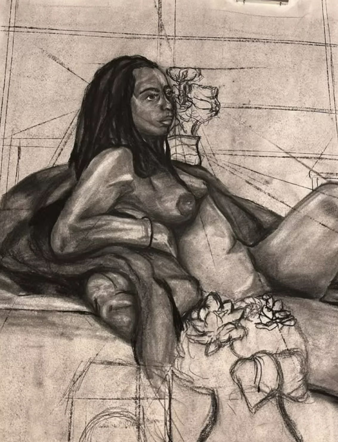 Figure Drawing - Drawing the female figure from life practicing values and form.