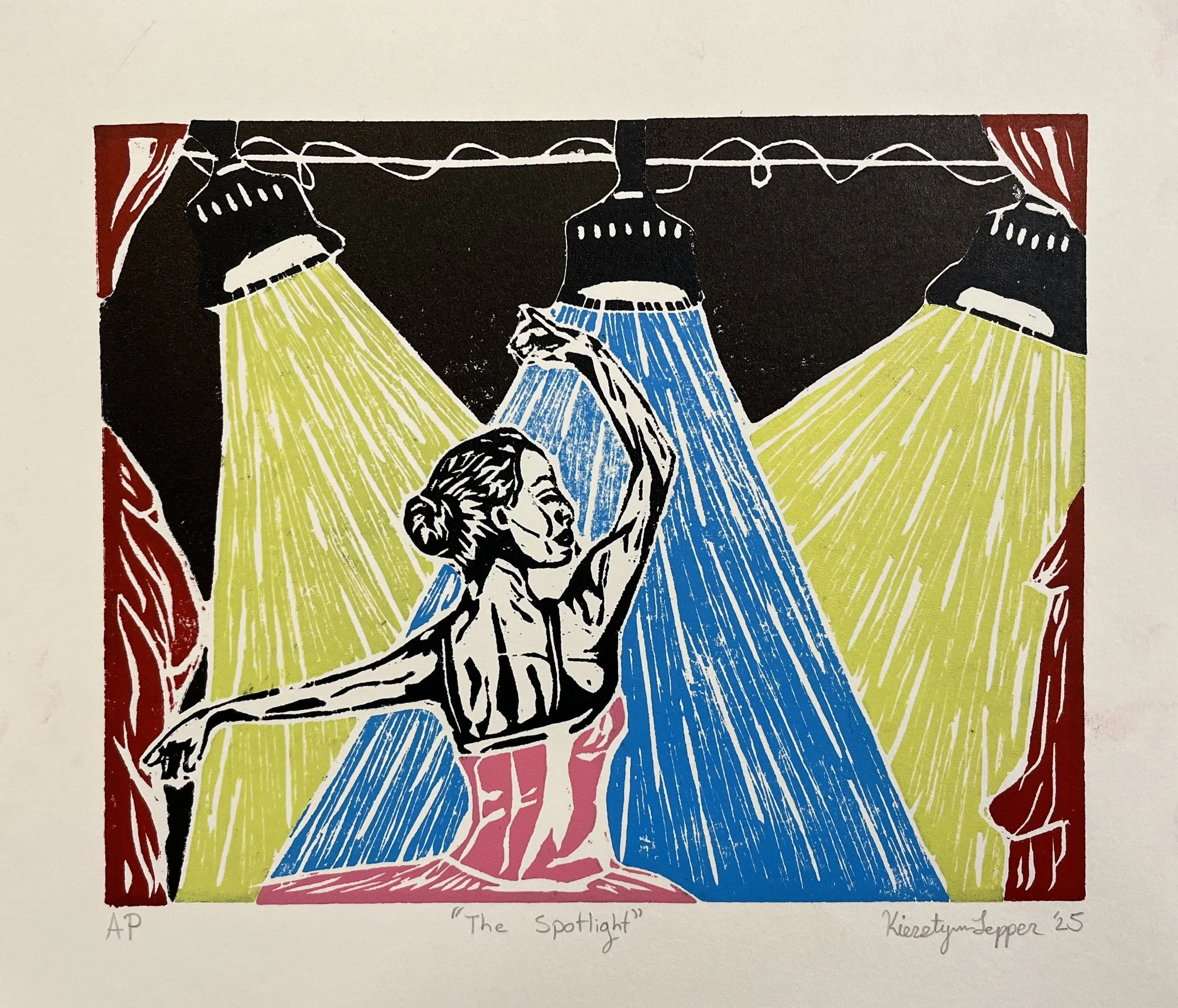 Jigsaw Print - learning how to create a multi colored print through cutting out our carved pieces and reassembling them inked with different colors to create these fun prints 