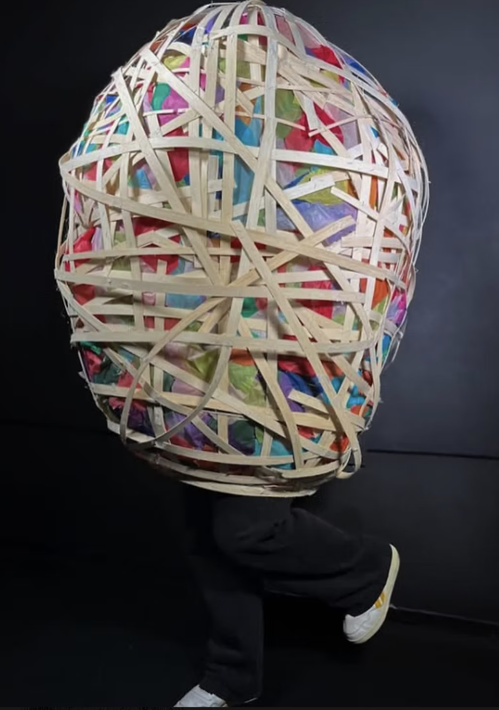 Imagination Ball - A wearable sculpture, this colorful ball envelopes you into a world of lights and colors, a dome of imagination.