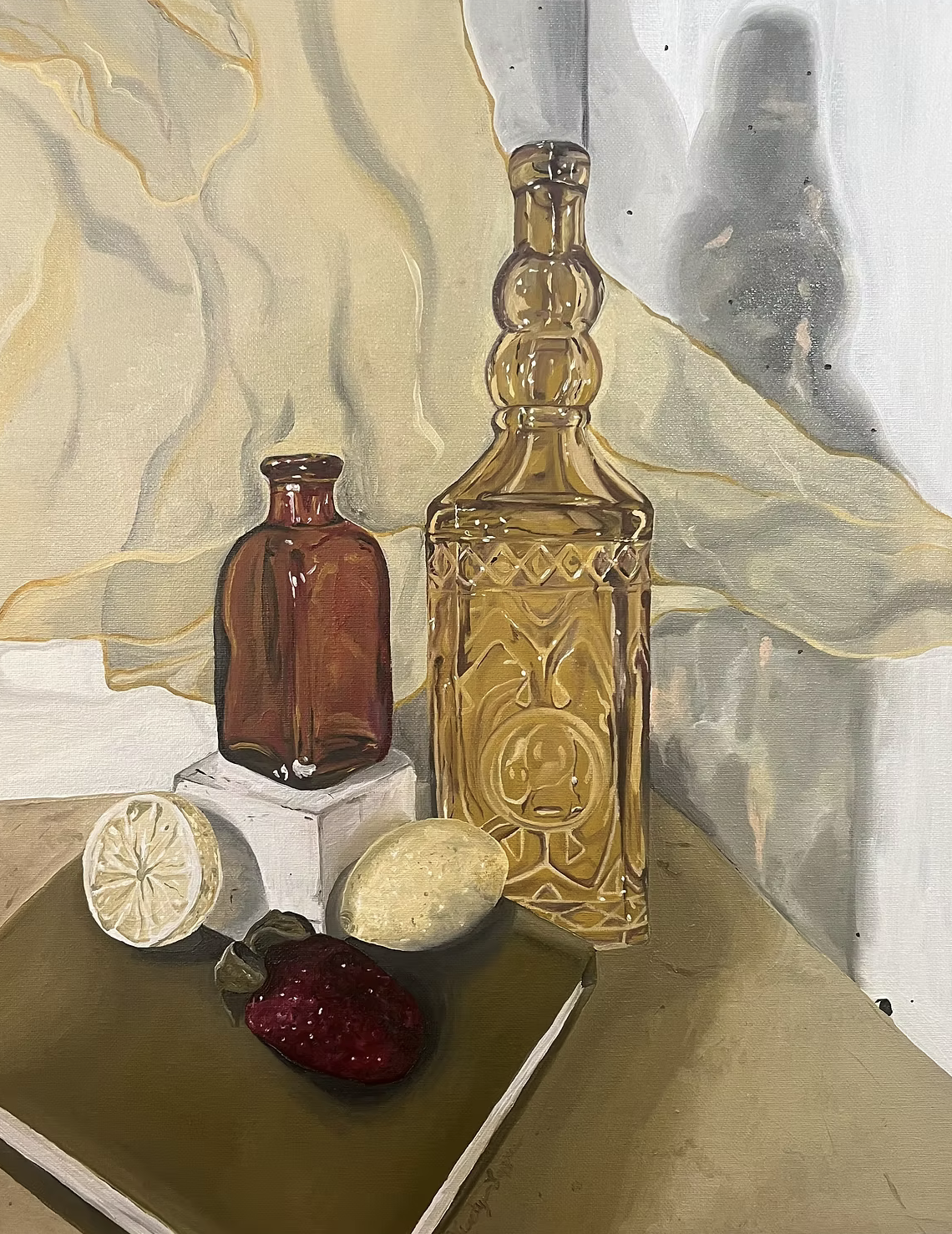 Limited Pallet Still Life - Upgrading the oil painting pallet to limited earth tons, practicing creating different values through mixed colors.