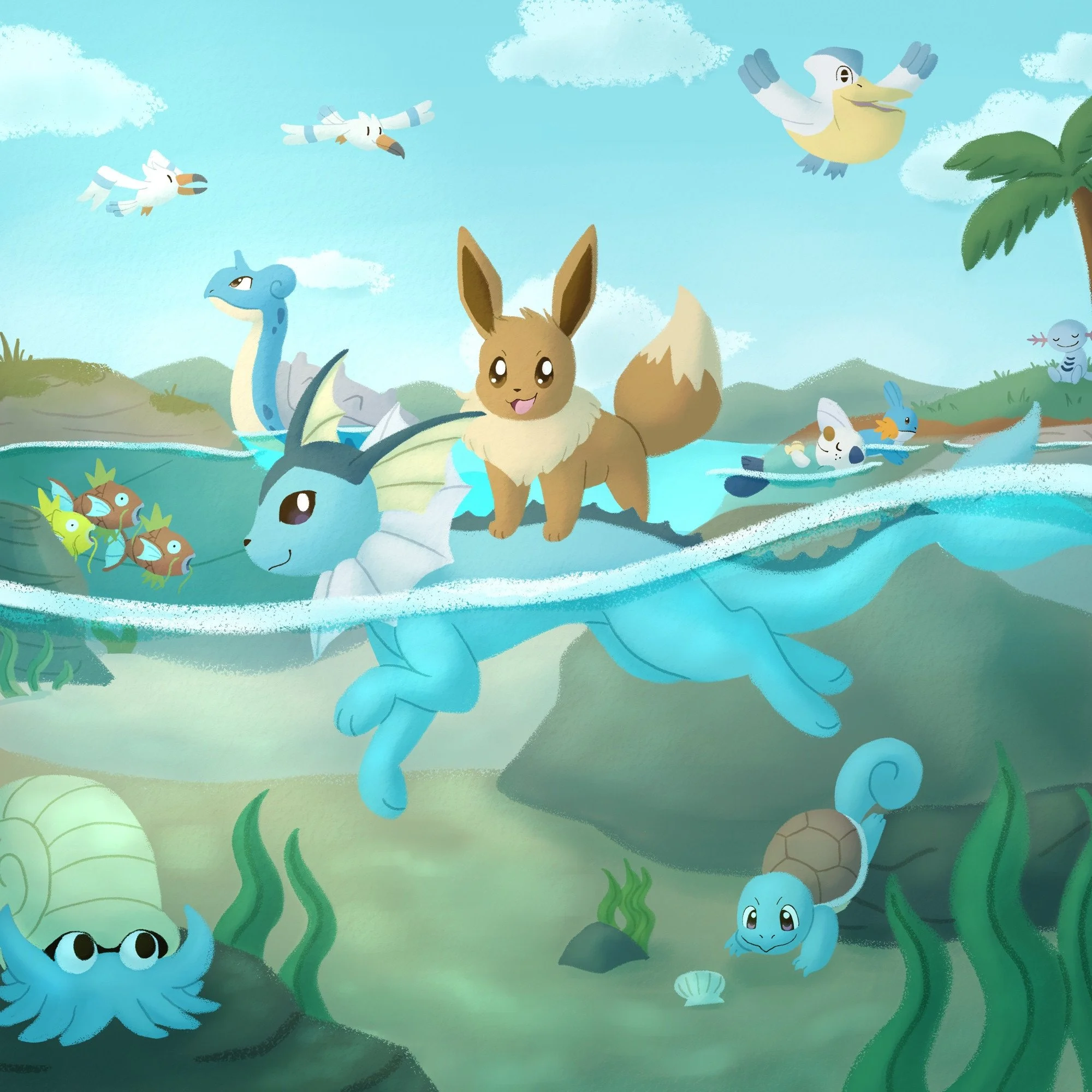 Vaporeon and Eevee
