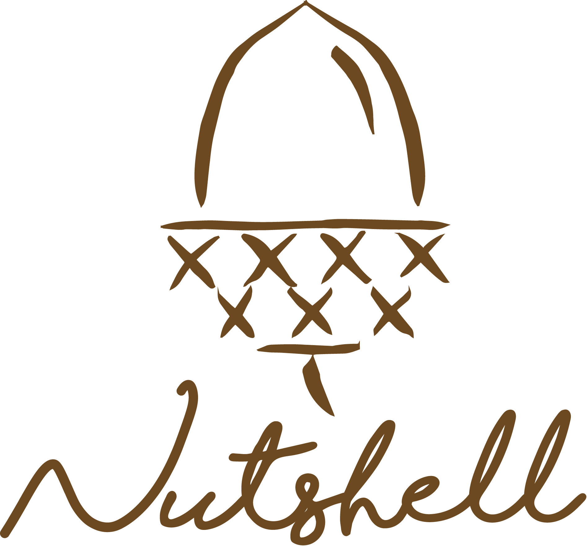 A logo with a basketball hoop and net above the word 'JutShell' in a handwritten script.