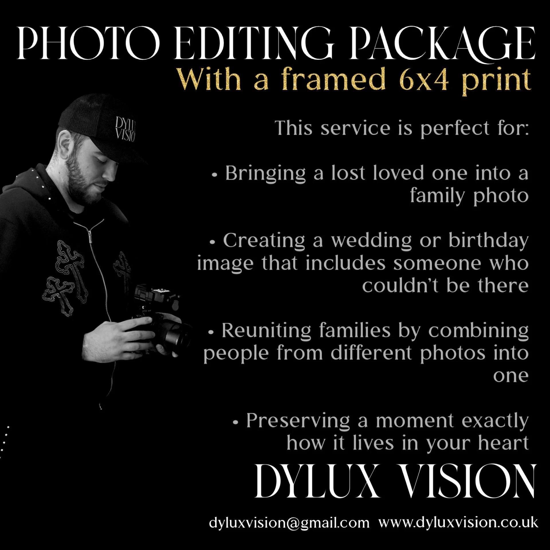 Photo Editing Package (With 6x4 print in a frame)