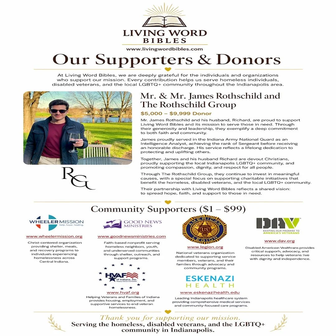 🙏 Donor Appreciation

We are incredibly grateful for the generosity of our supporters who make our mission possible.

A special thank you to Mr. &amp; Mr. James Rothschild and The Rothschild Group for their generous contribution and continued suppor