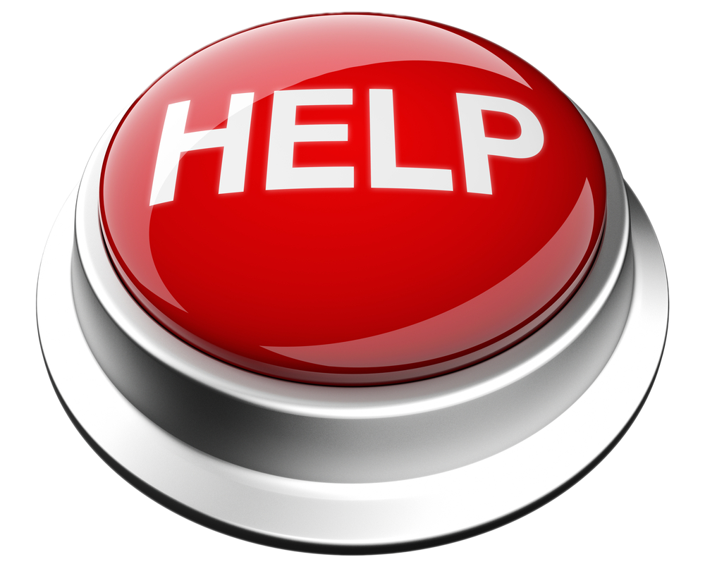 Red help button with white text