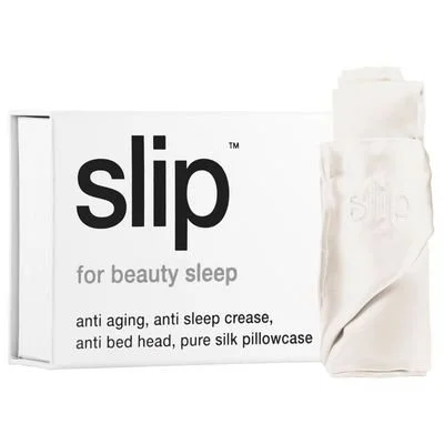Slip silk pillowcase in white with box — reduces moisture absorption and friction for midlife skin overnight