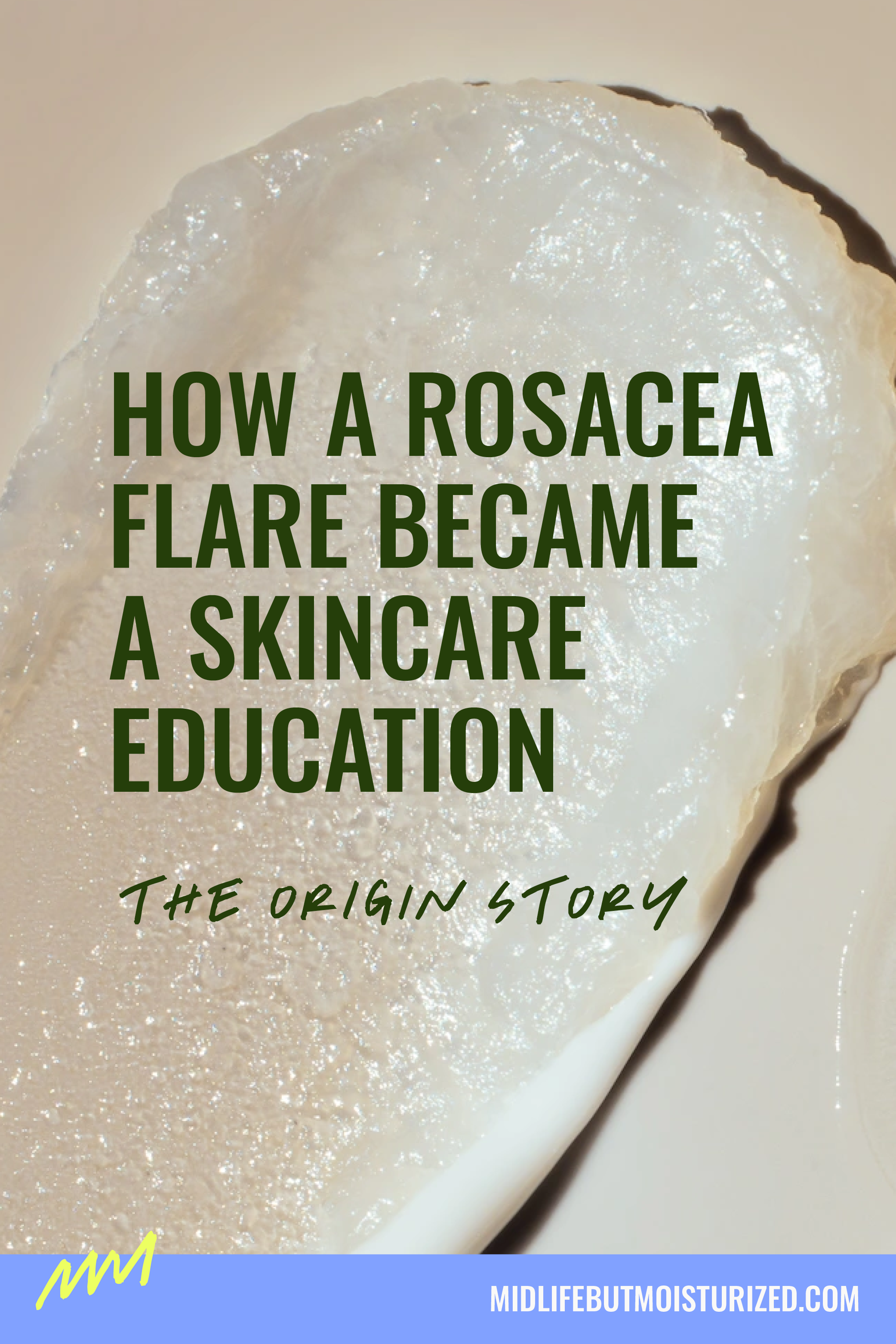 Close-up of a clear skincare gel or balm texture on a light background, representing gentle rosacea-friendly skincare