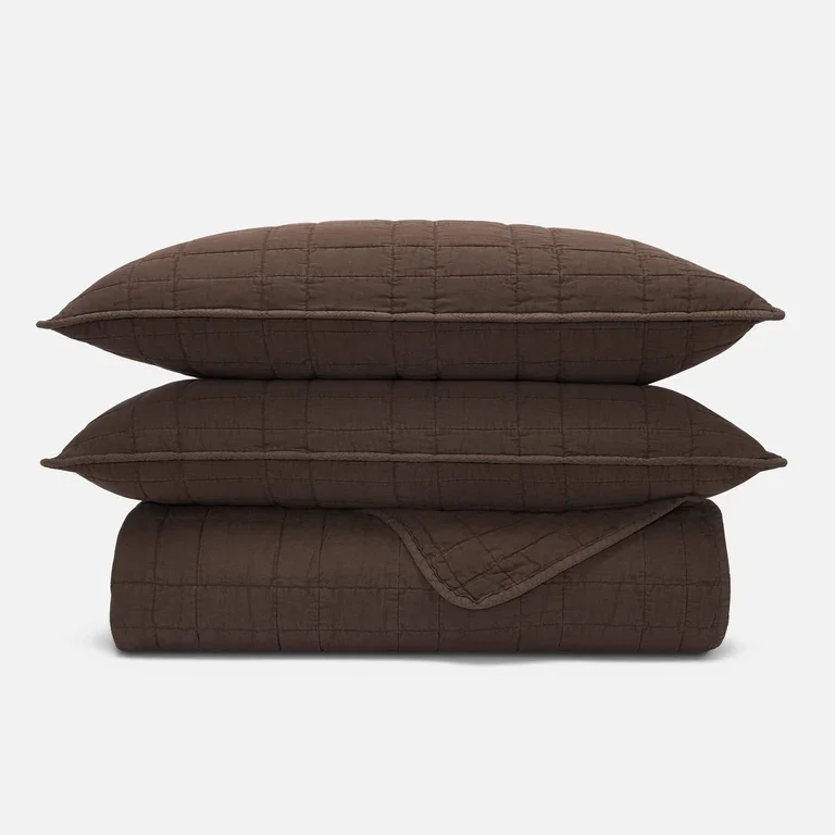 Weekend Wash Quilt Set (King, Bitter Chocolate)