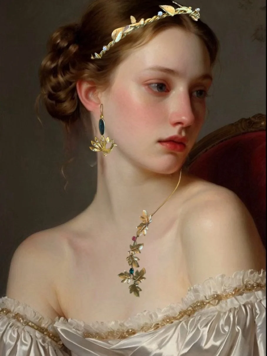 ✨Royal jewels✨ cascade necklace with leaves and crystals, 🦚 peacock pearl and crystal earrings, birds and crystal headband, each one of this gems from my secret garden collection made in the beautiful city of Istanbul #24karatgold #goldjewellerydesi