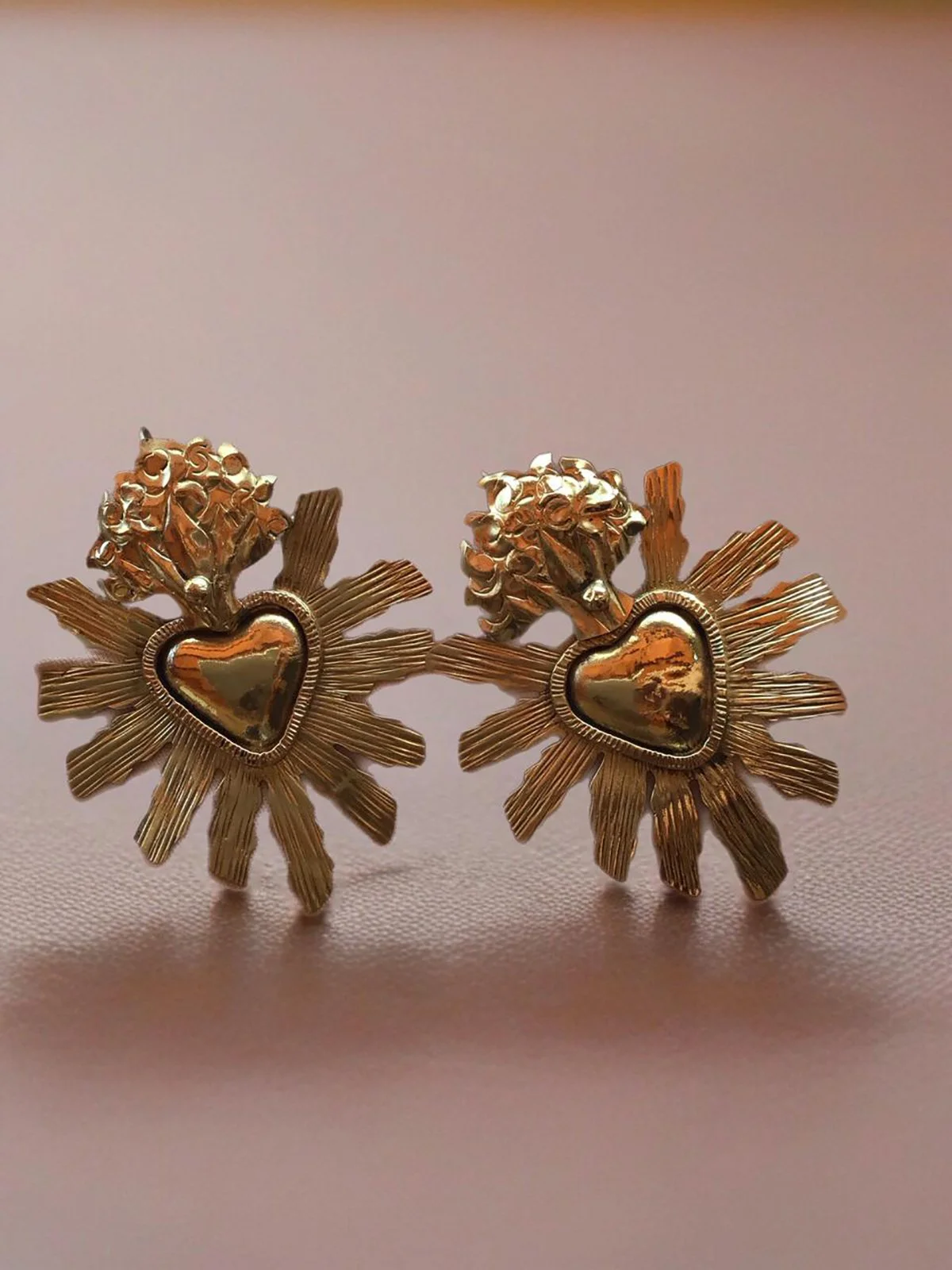 Sacred heart thunder earrings
