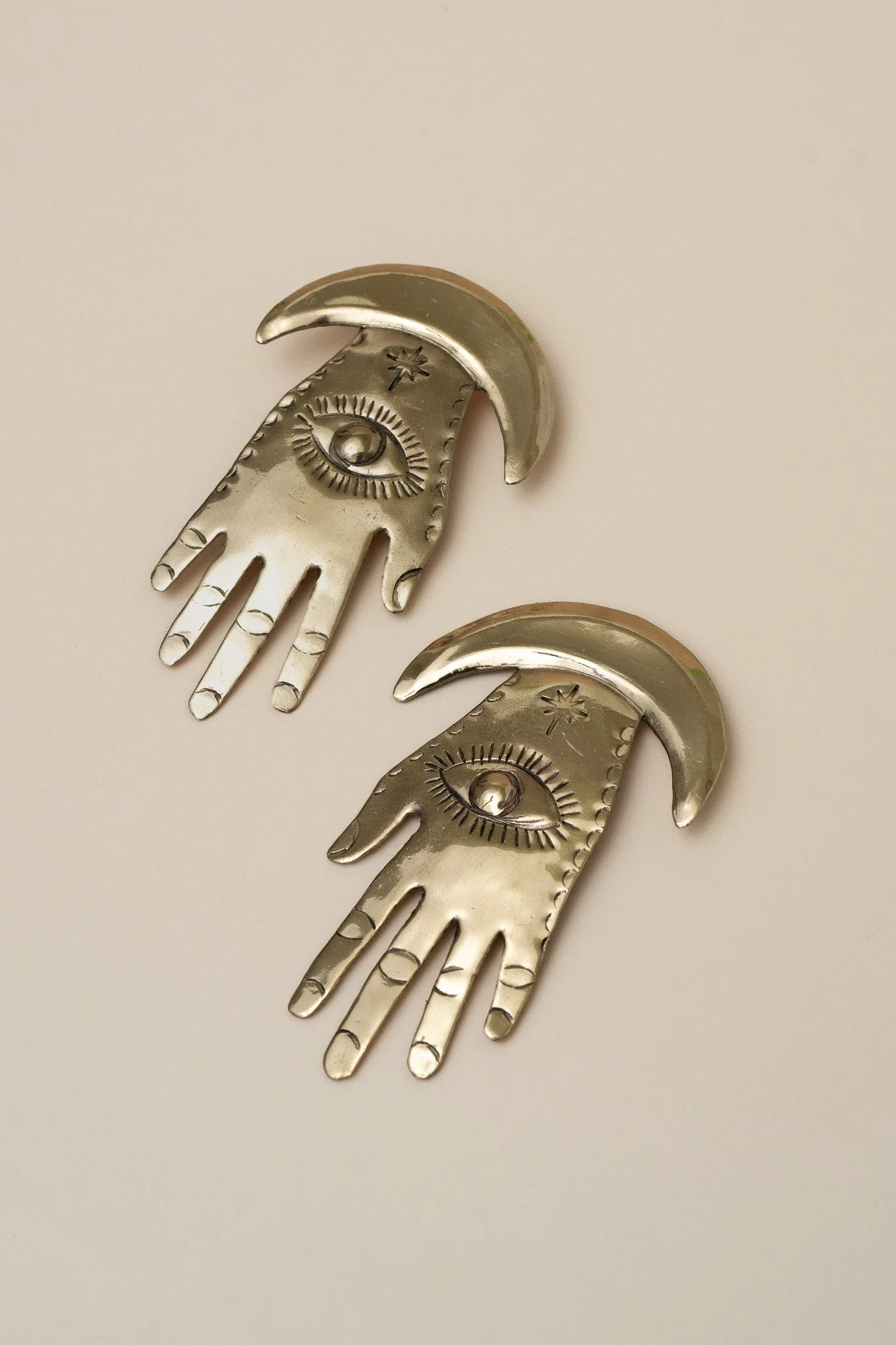 Hamsa Moon earrings