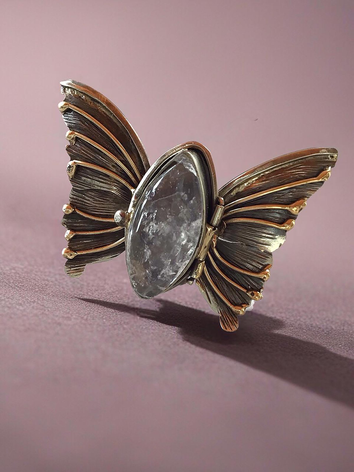 Butterfly White Quartz Ring