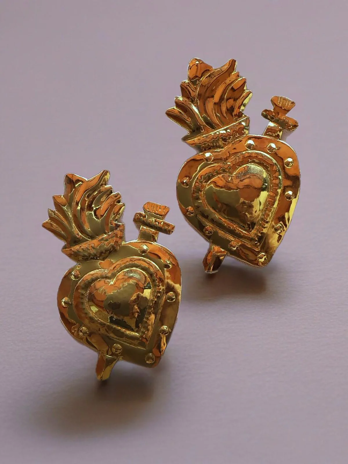 Devotional heart earrings