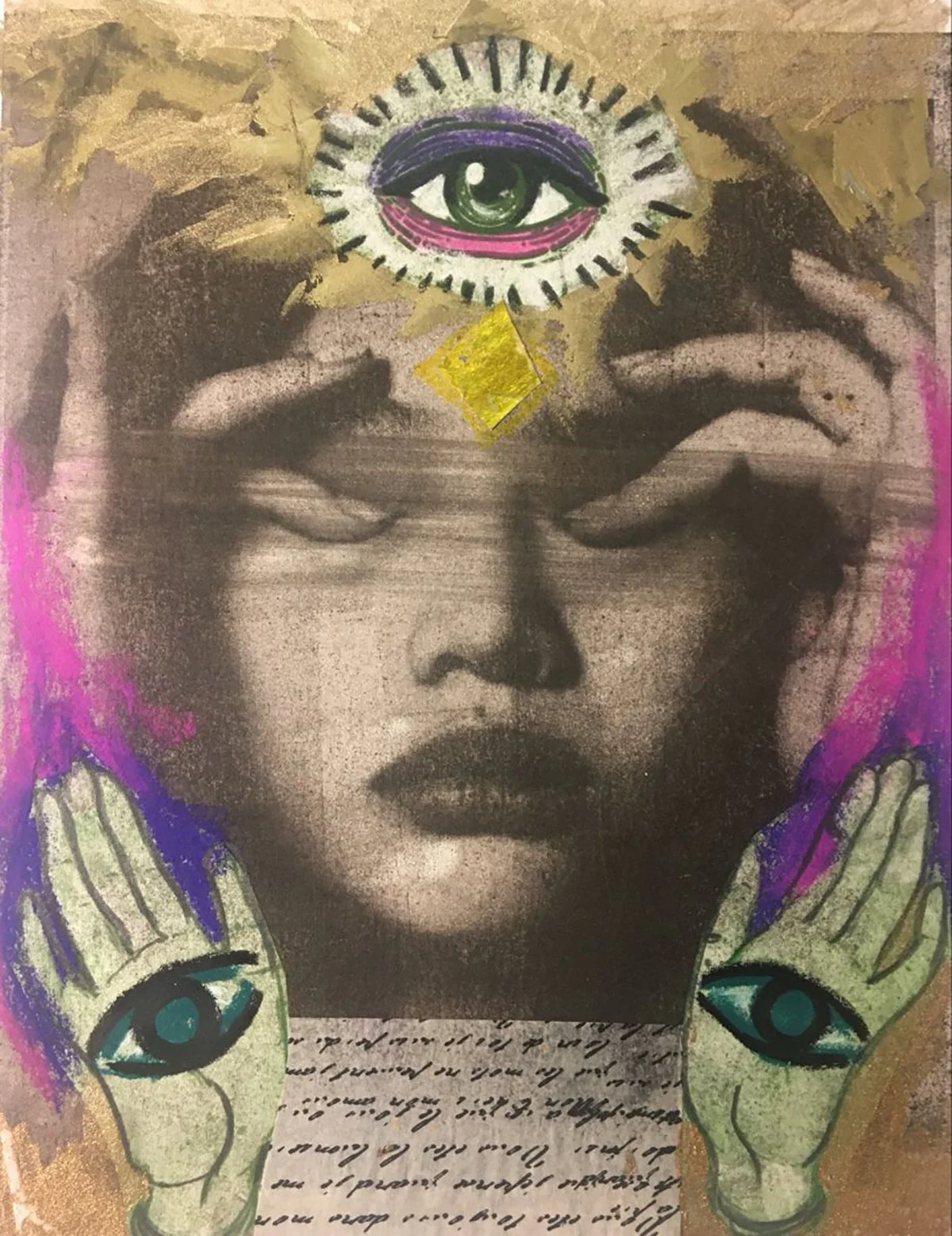 Contemporary artwork of a woman from whose hand a luminous eye emerges, reinterpreting The Magician as vision made material and active intuition.