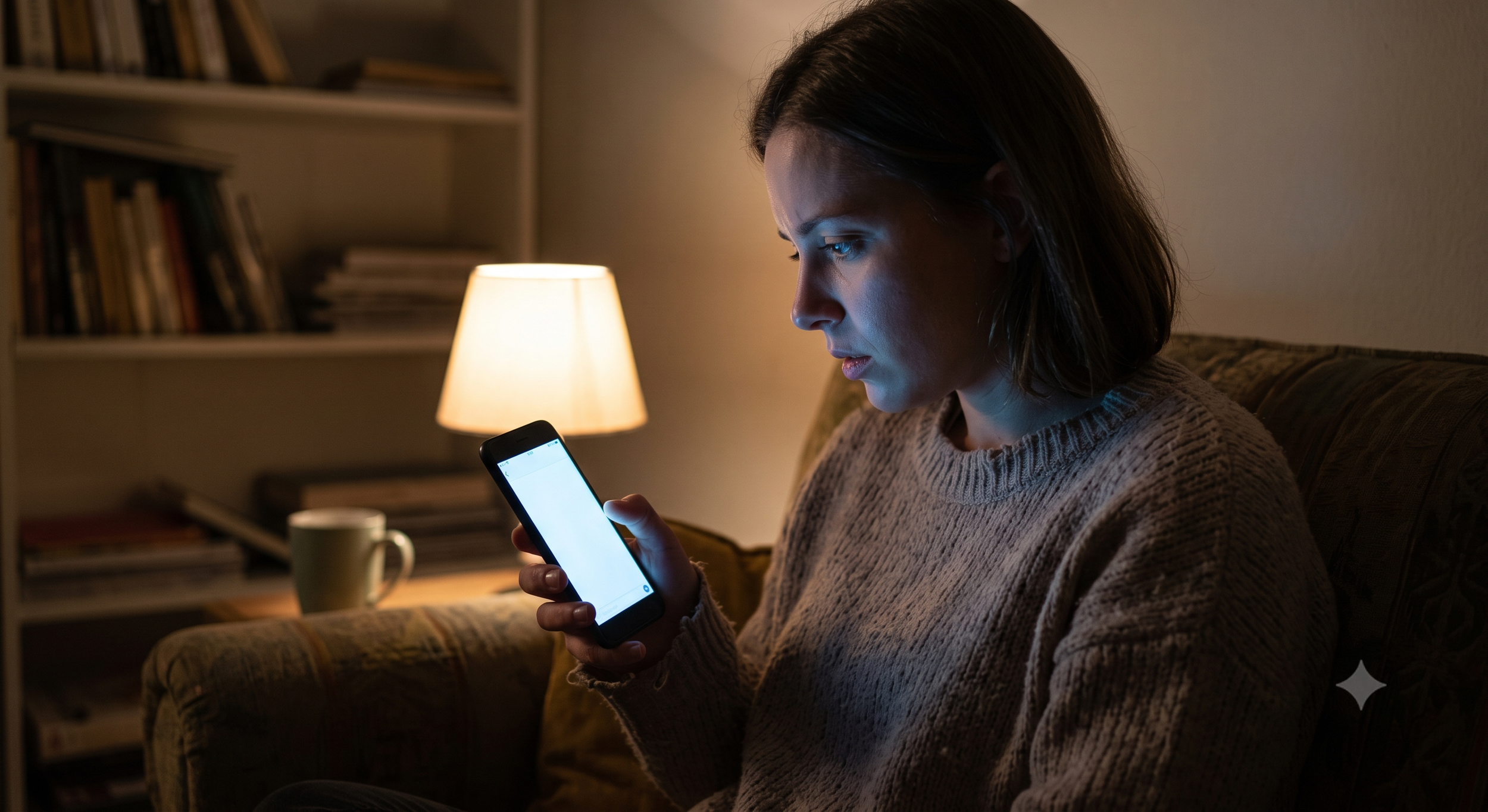 woman anxiously checking her phone