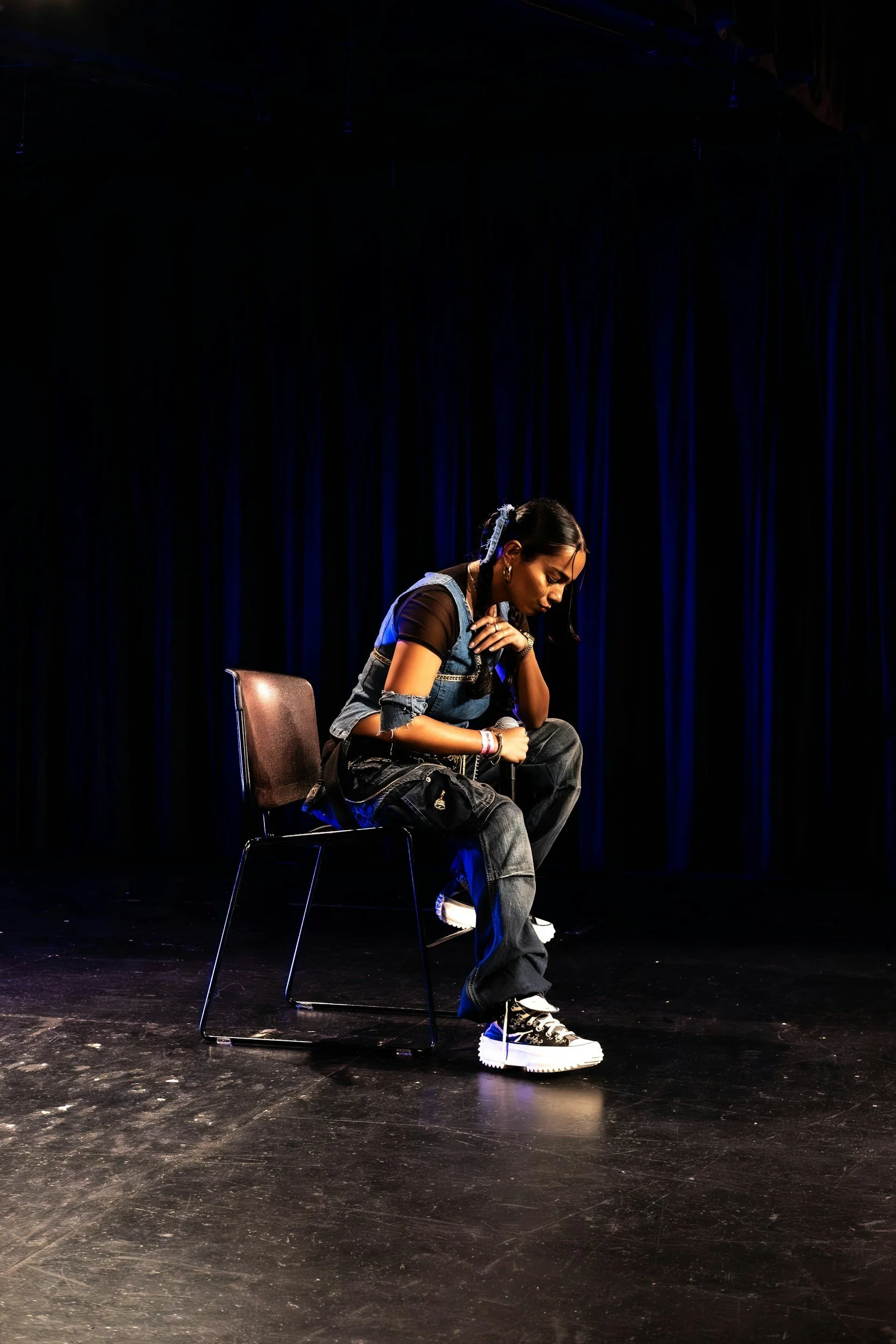 Alone on stage