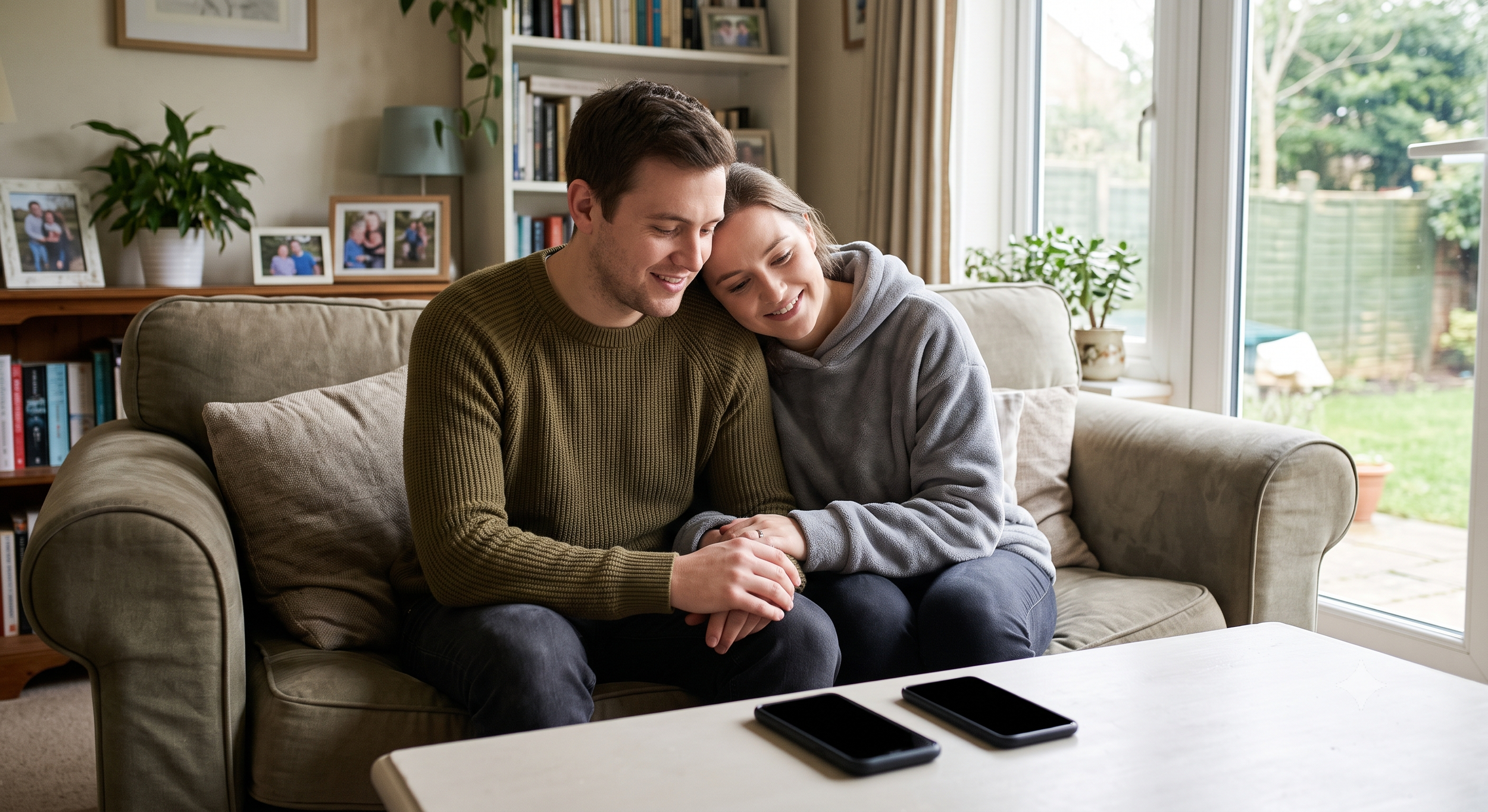 couple away from phone