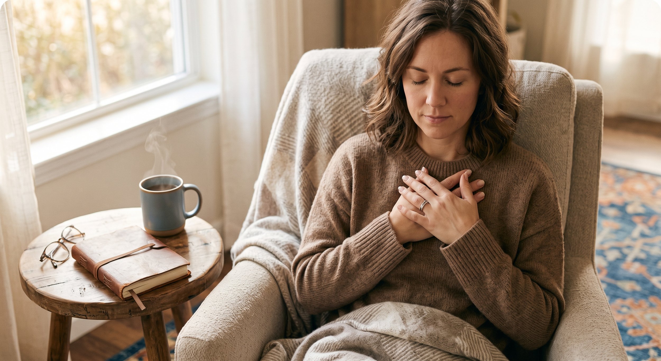 A person practicing somatic grounding and nervous system regulation to overcome quiet burnout.
