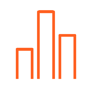 Bar graph with five orange bars of varying heights on a white background.