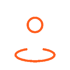 Icon of a map pin with an orange circle inside, on a black background
