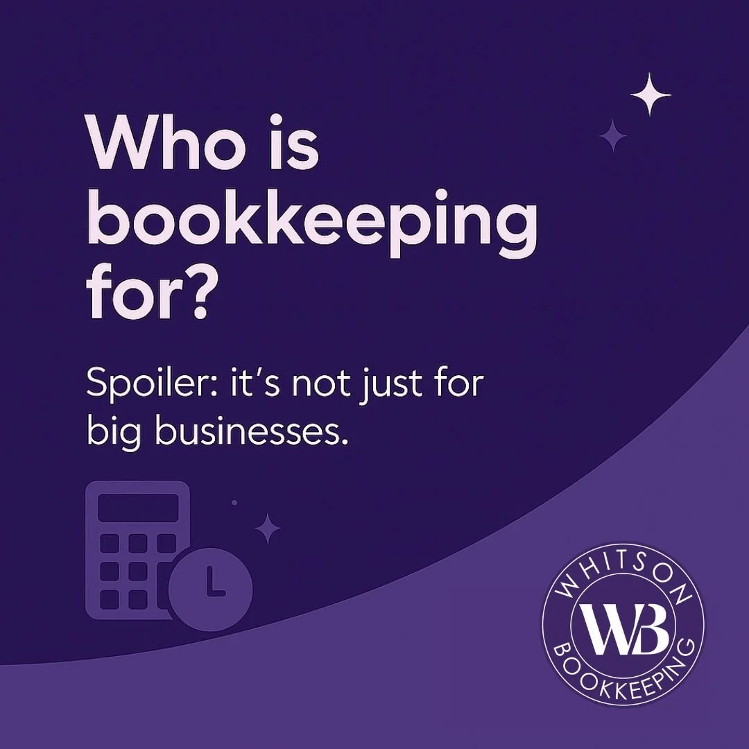 Who is bookkeeping for?
Spoiler: it&rsquo;s not just for big businesses 👀

If you&rsquo;re spending hours each week trying to keep up with your books (or avoiding them altogether 😬), this one&rsquo;s for you.

Swipe through to see if it&rsquo;s tim