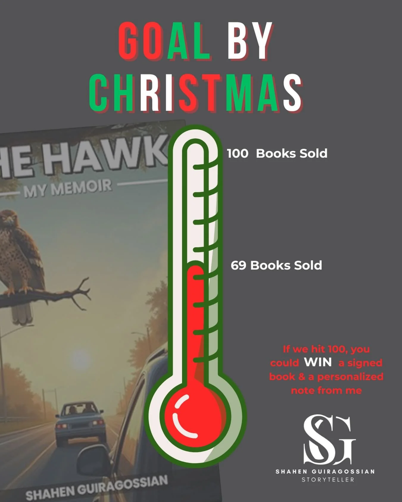 I have a small holiday wish this year. ✨

As of today, 69 copies of The Hawk have been sold.
If I can reach 100 copies sold by Christmas 🎁, it would mean a great deal to me &mdash; not because of the number itself, but because every book helps keep 