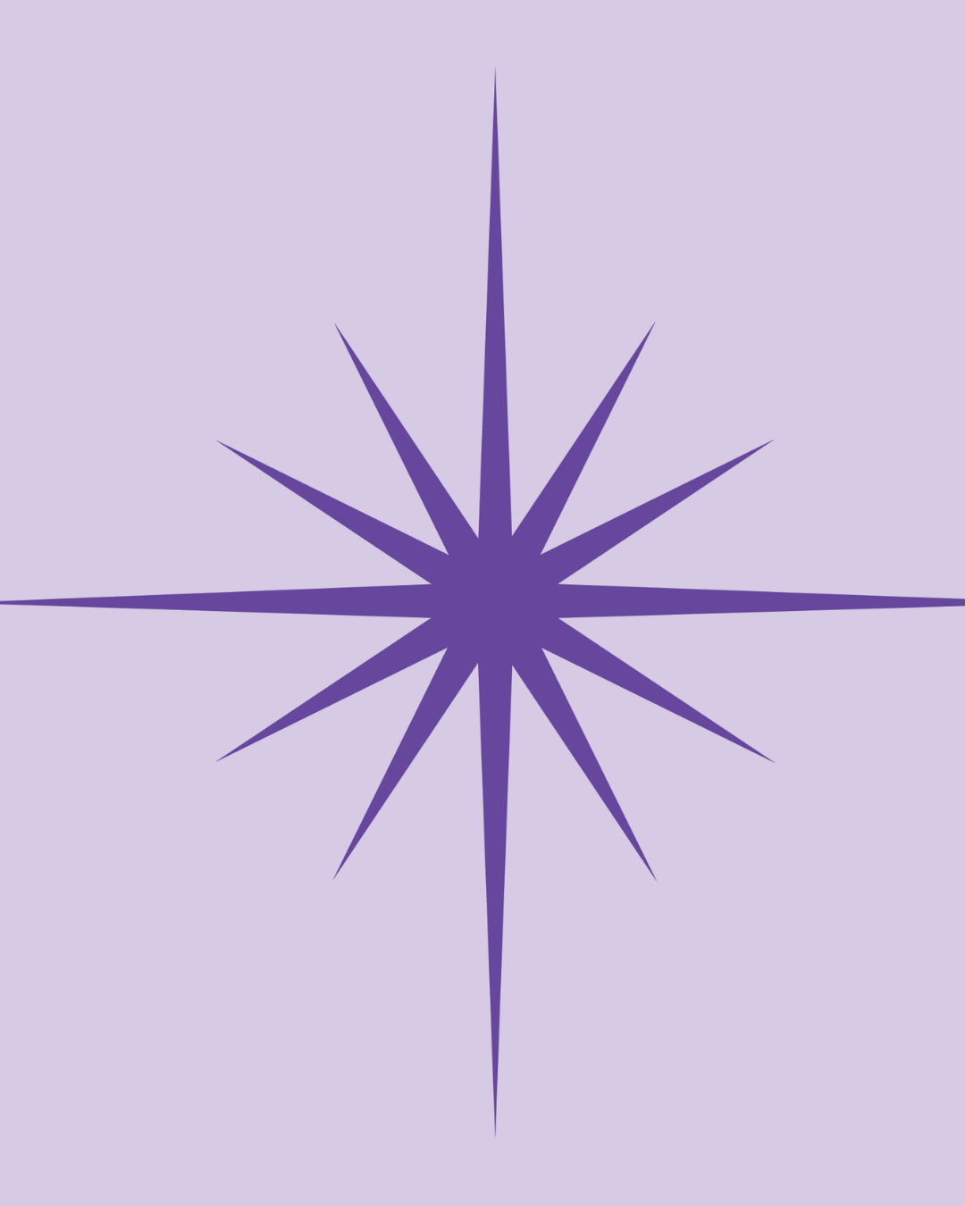 A stylized purple starburst on a light purple background.