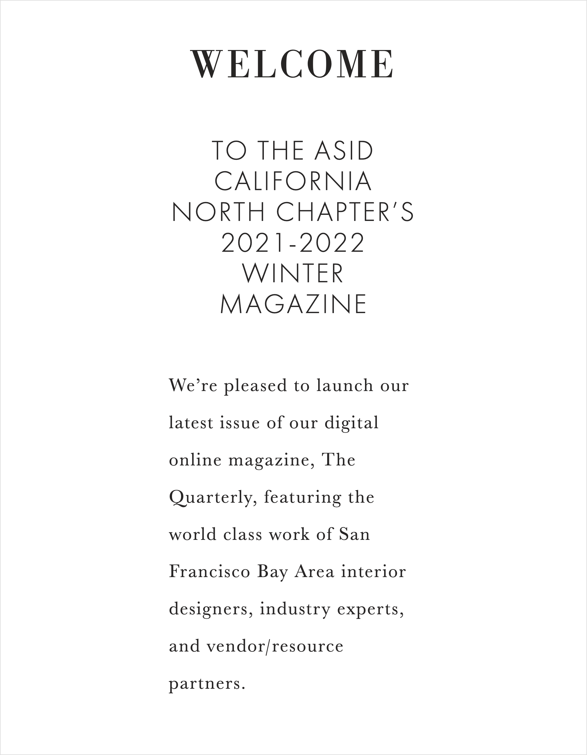 ASID DESIGN QUARTERLY, WINTER 2021-22