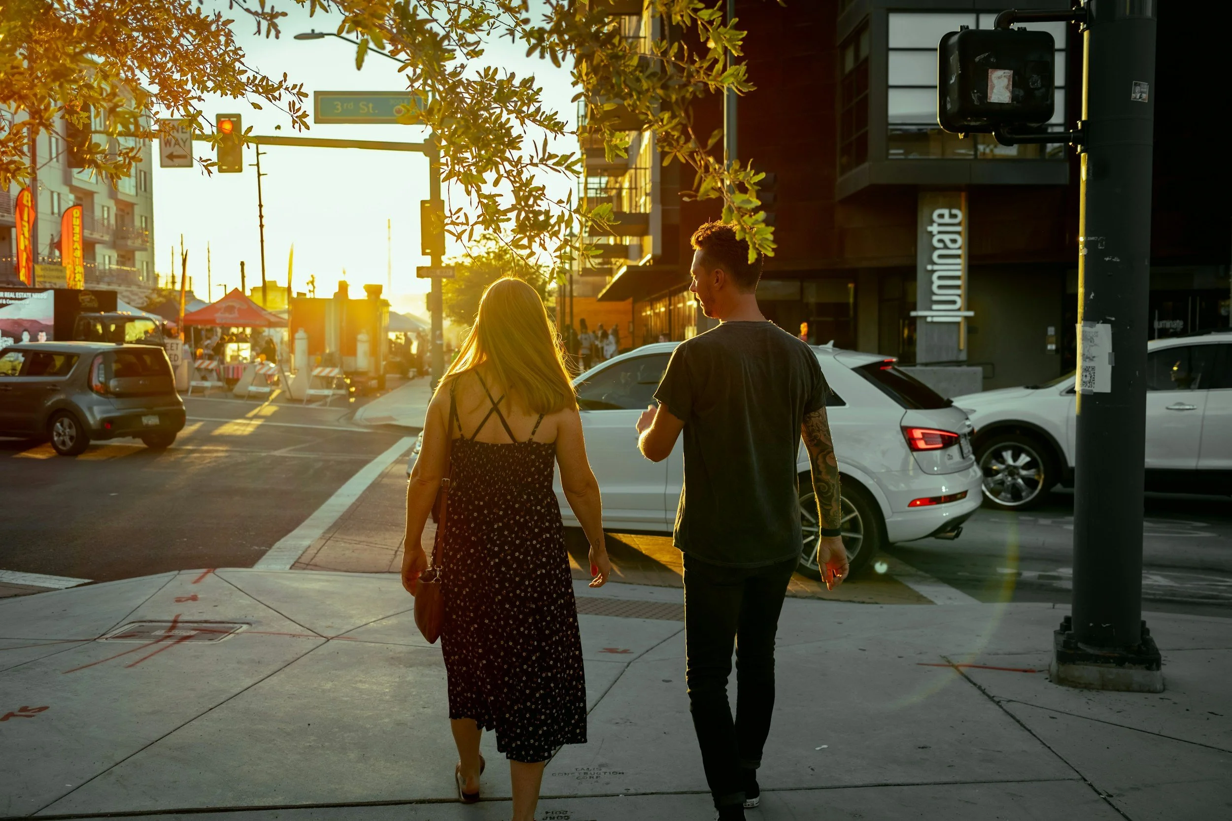 couple walking in playa vista