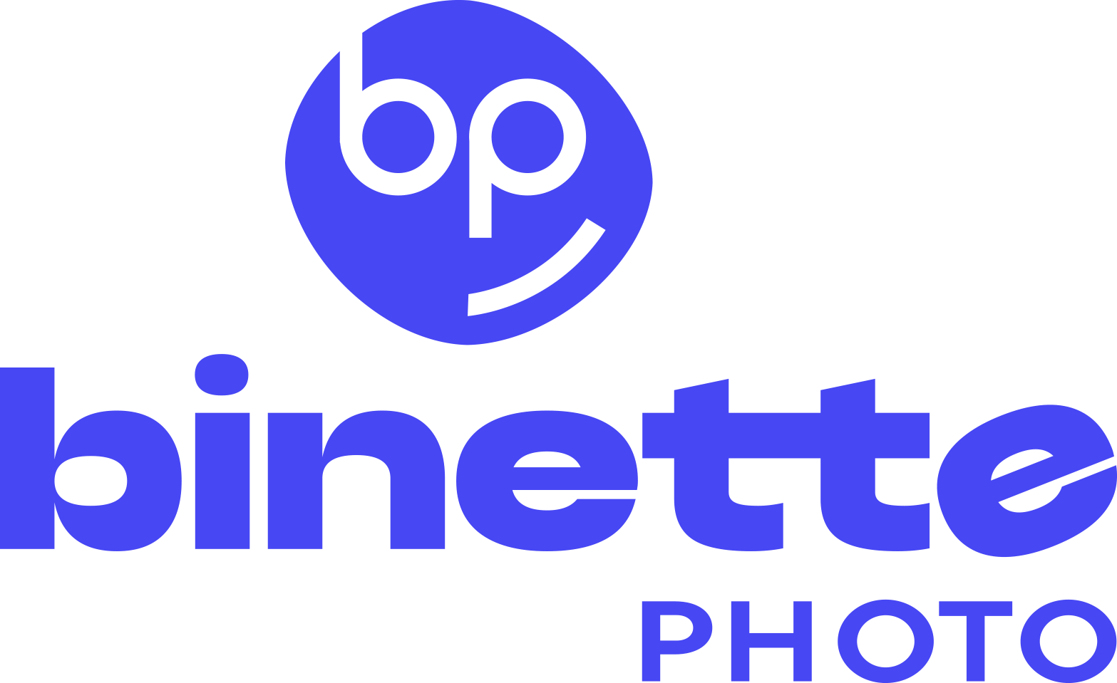 Logo bleu de Bipinette Photo avec un visage souriant stylisé au-dessus