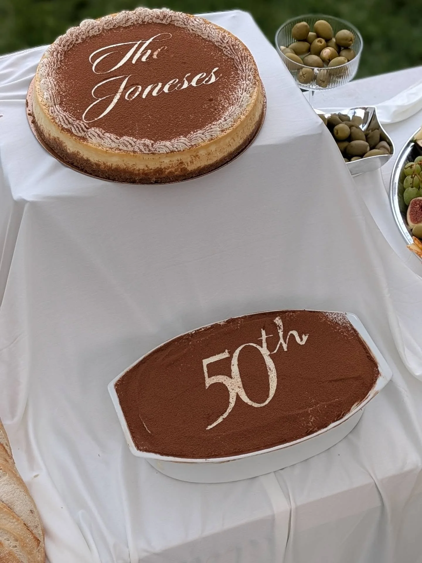 Tiramisu Stencils for my own parents' 50th Anniversary 🤎

Our family became a catering company for a few days and the vision came together🤌🏻 

If only I didn't drop the main cake in the chaos of leaving to surprise pick up my parents😅 The small o