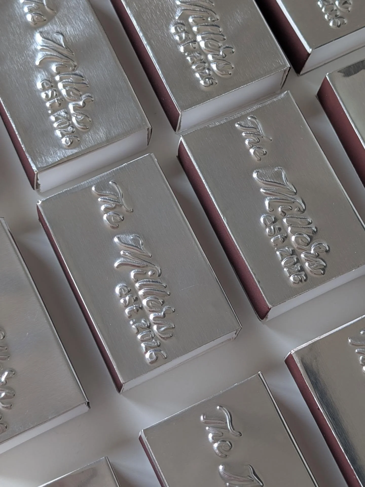 The Millers | est. 2026 ~ Hand Embossed Matchboxes 🔥 

#weddingmatches #2026wedding #2026bride #metallicwedding