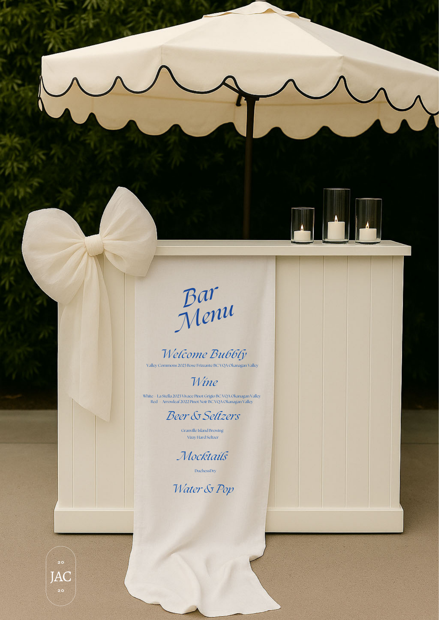 Cool Blue Fabric Bar Sign