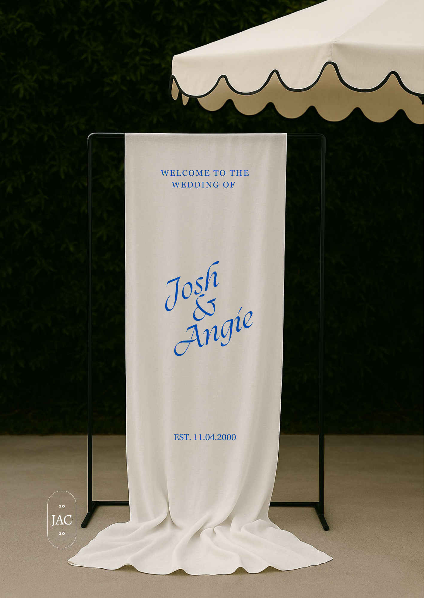 Cool Blue Fabric Welcome Sign