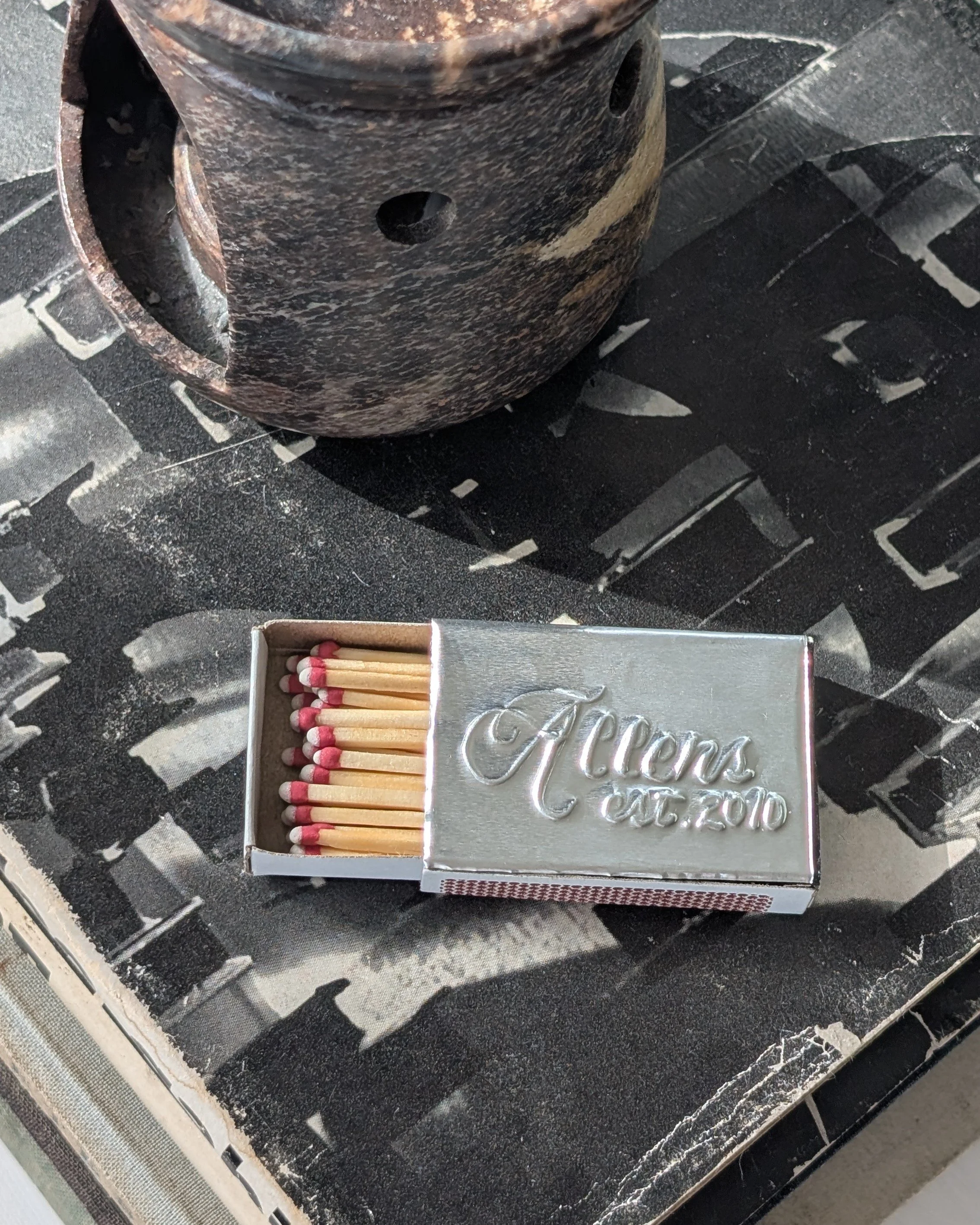 Metallic Hand Embossed Match Boxes - Bundle of 20 Silver Aluminium