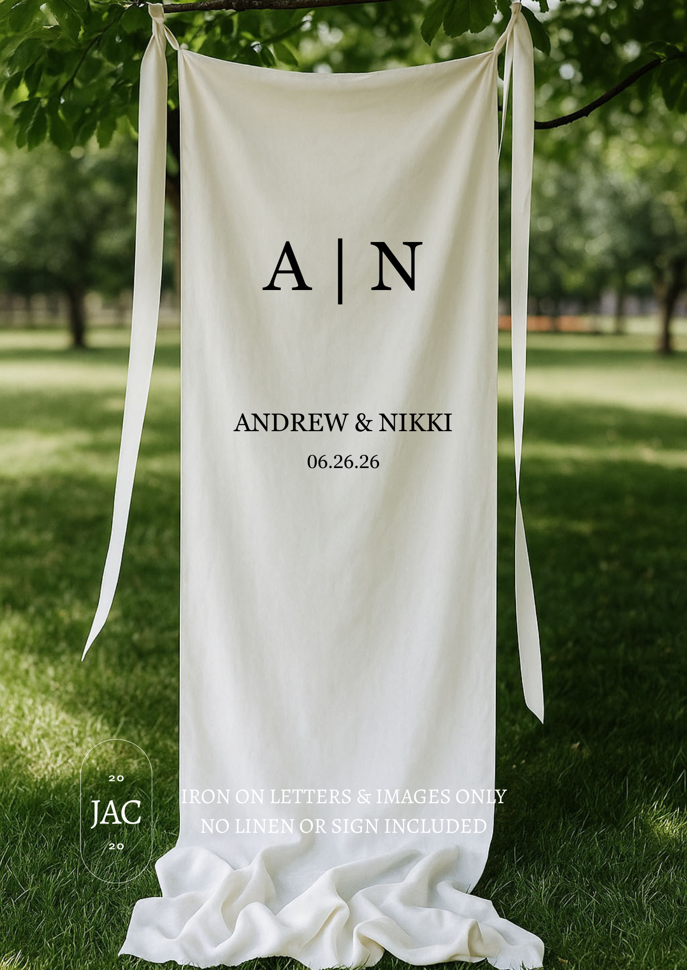 Custom Iron On Transfers for Linen Wedding Signs | Personalized Event Decals