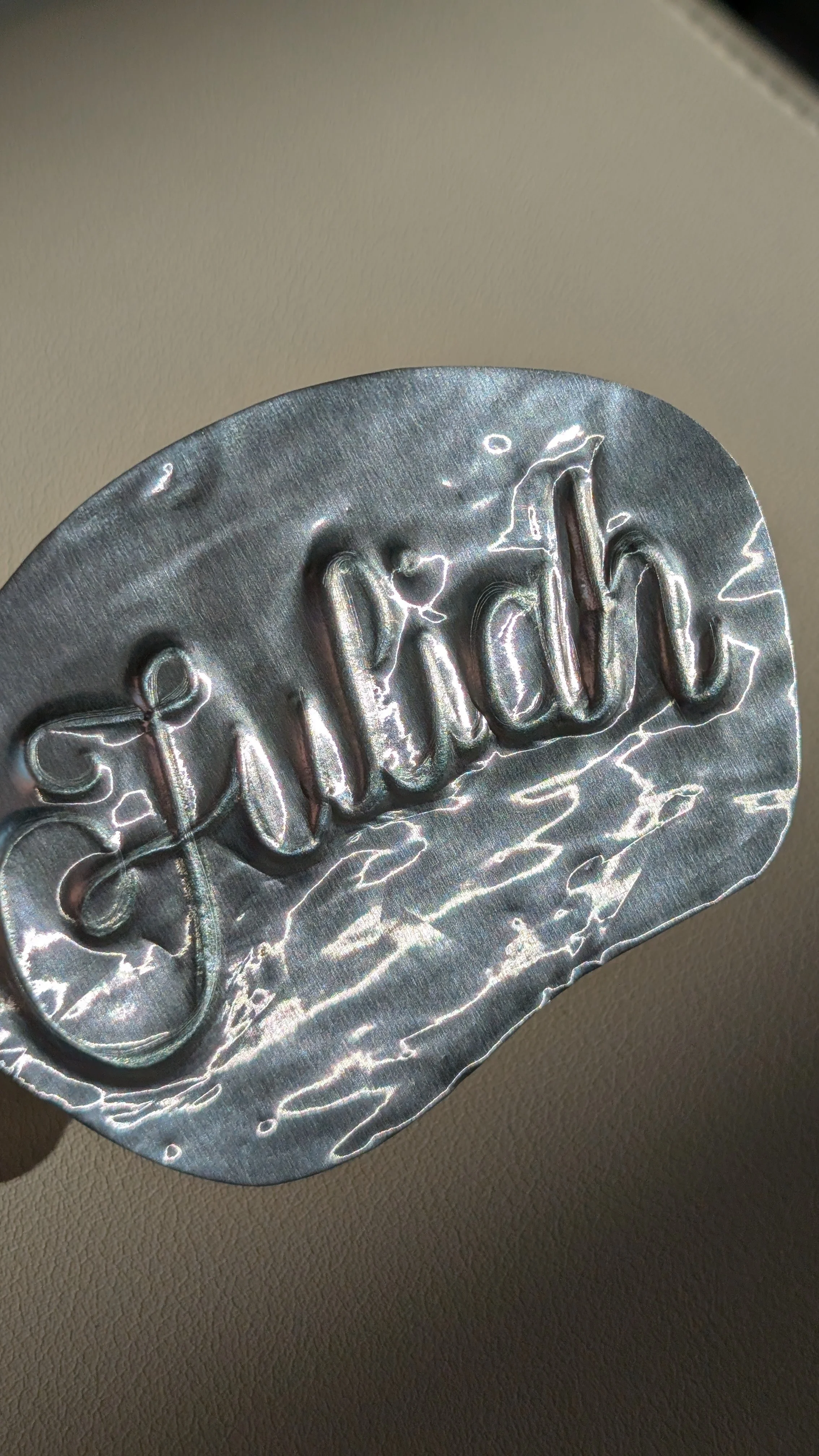 Metallic Hand Embossed Place Cards - Silver Aluminium