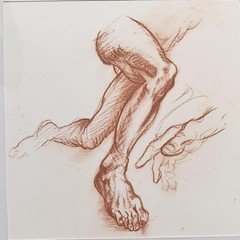 Untitled. Sanguine chalk on paper, 12”x12”