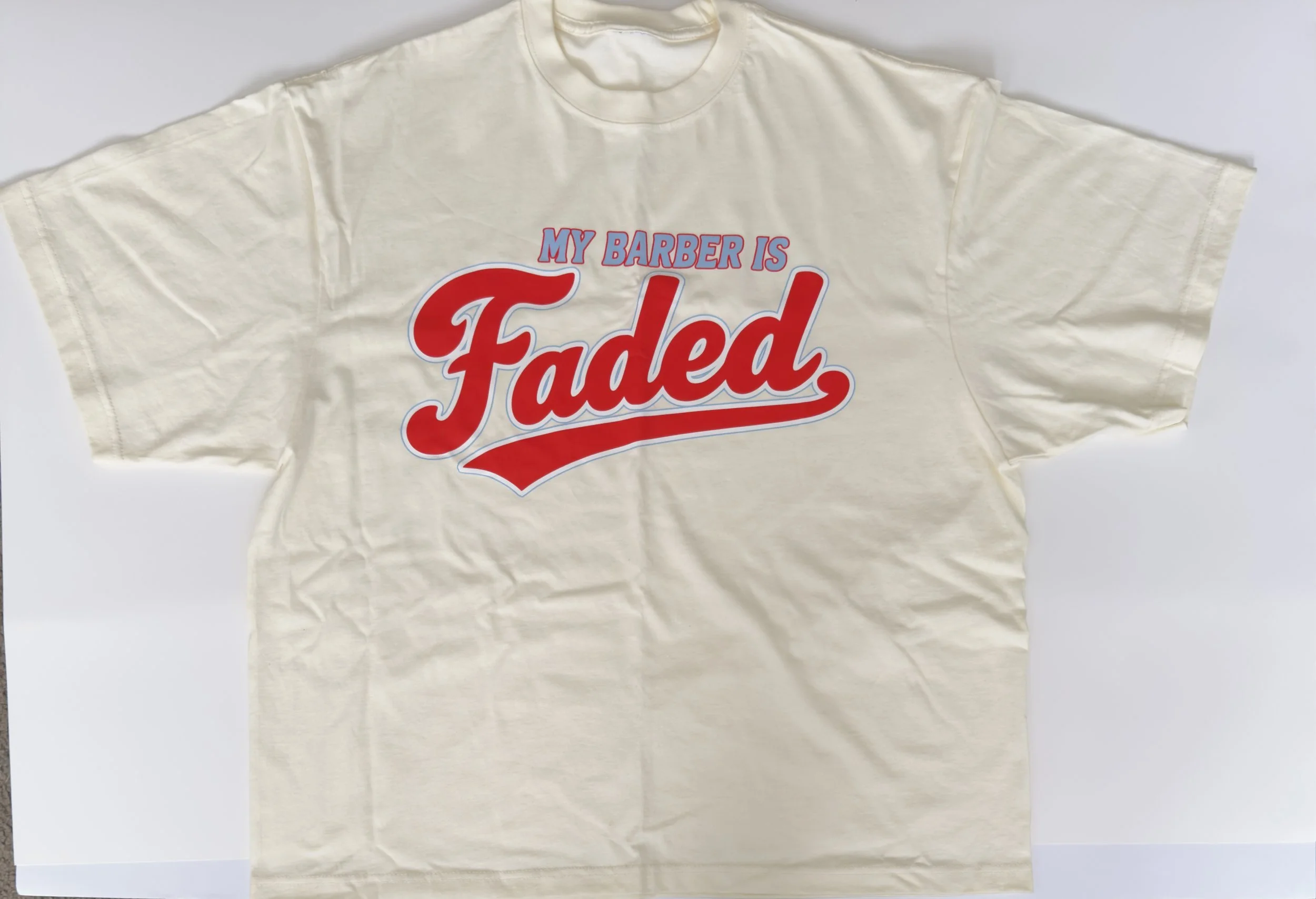 My Barber Is Faded Tee - Cream/Red