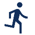 Simple icon of a person running, depicted with a blue outline.