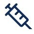 Simple blue syringe icon on a white background.