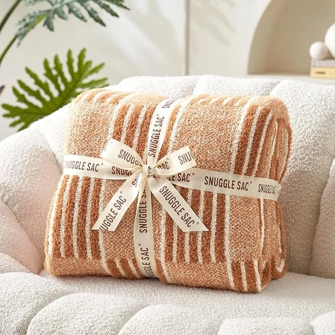 Snuggle Sac Checkered Orange Throw Blanket